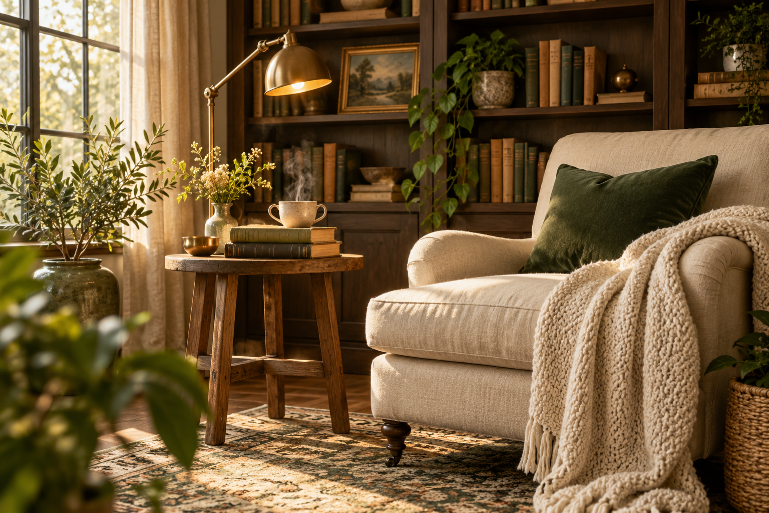Books, lamplight, and a peaceful place to read